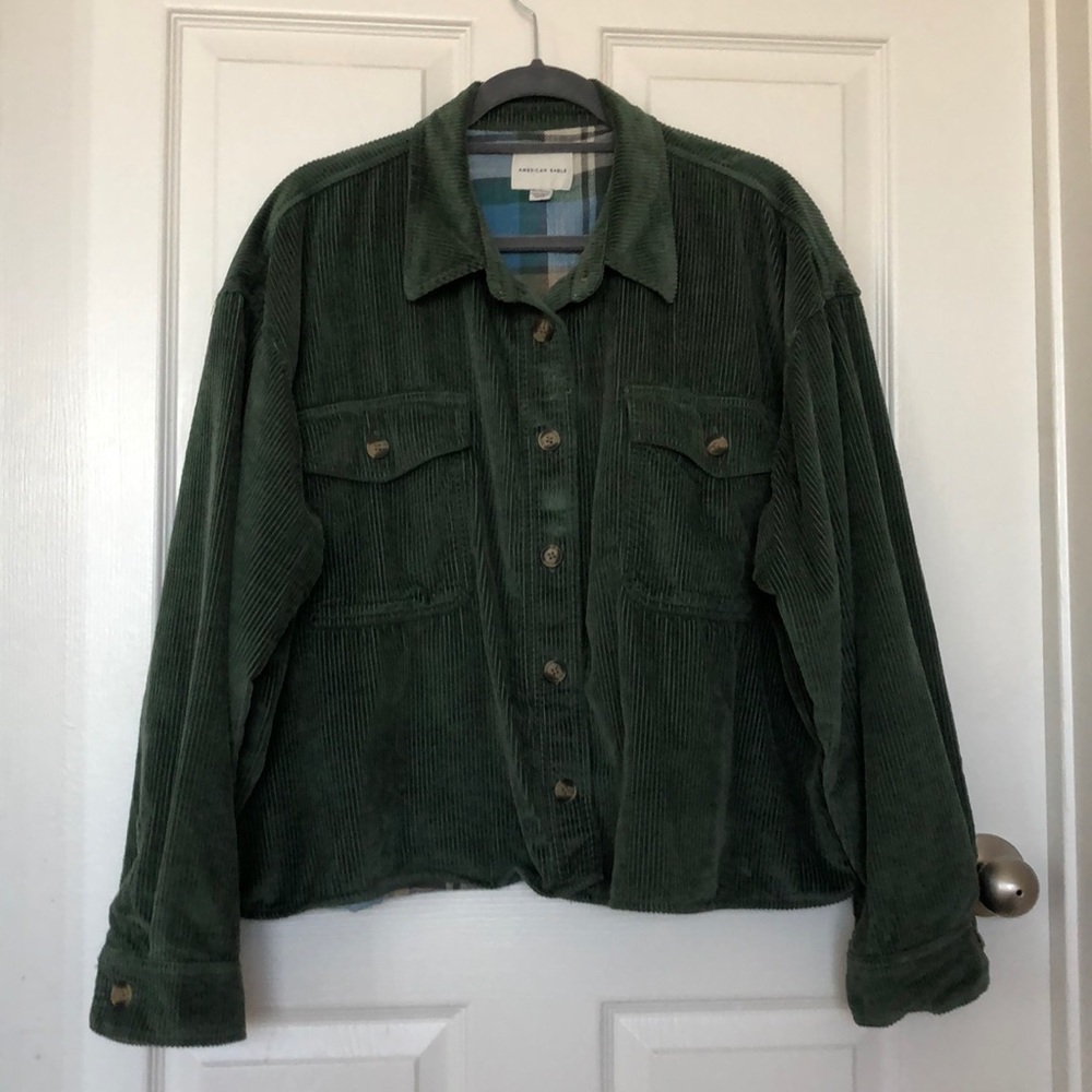 American Eagle Army Green Corduroy Shirt
